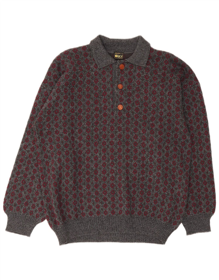 Męski sweter polo Viky Tricot IT 50 Średni szary geometryczny