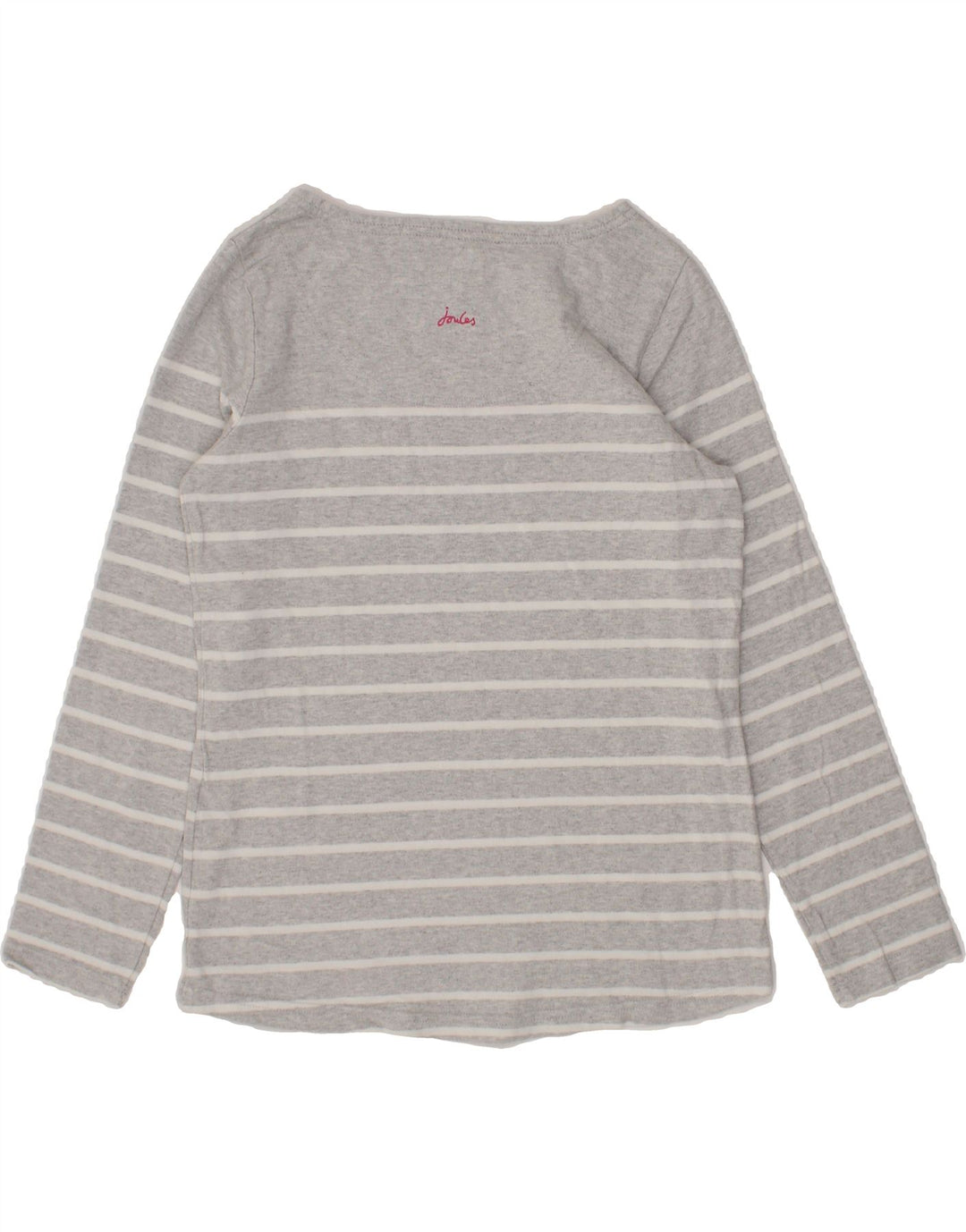 JOULES Womens Top Long Sleeve UK 10 Small  Grey Striped Cotton Vintage Joules and Second-Hand Joules from Messina Hembry 