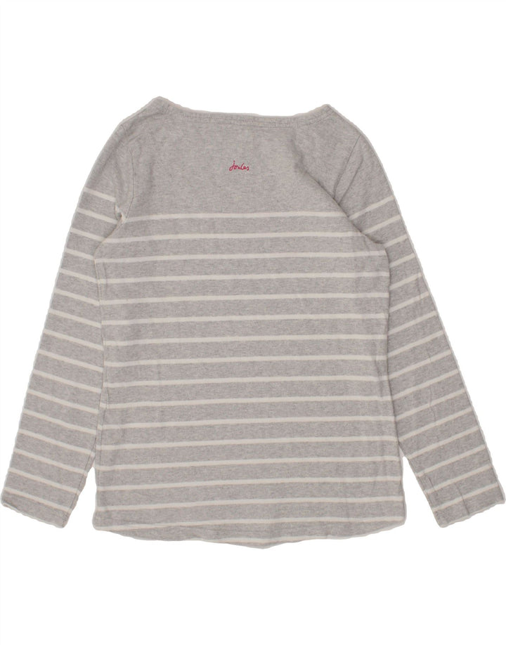 JOULES Womens Top Long Sleeve UK 10 Small  Grey Striped Cotton Vintage Joules and Second-Hand Joules from Messina Hembry 