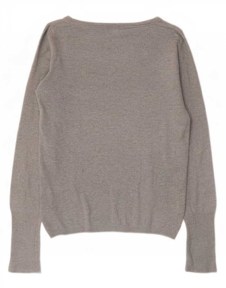 Damski sweter Zara z dekoltem w łódkę UK 12 Średni szary Rayon
