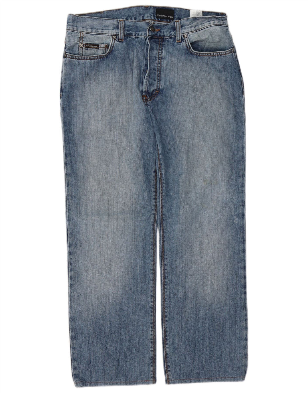 Męskie jeansy Calvin Klein w trudnej sytuacji, proste W33 L27, niebieska bawełna
