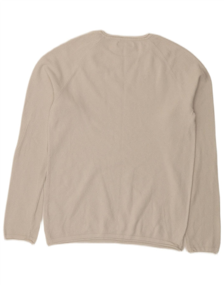 Męski sweter Jack & Jones z dekoltem w łódkę, średni biały, bawełniany