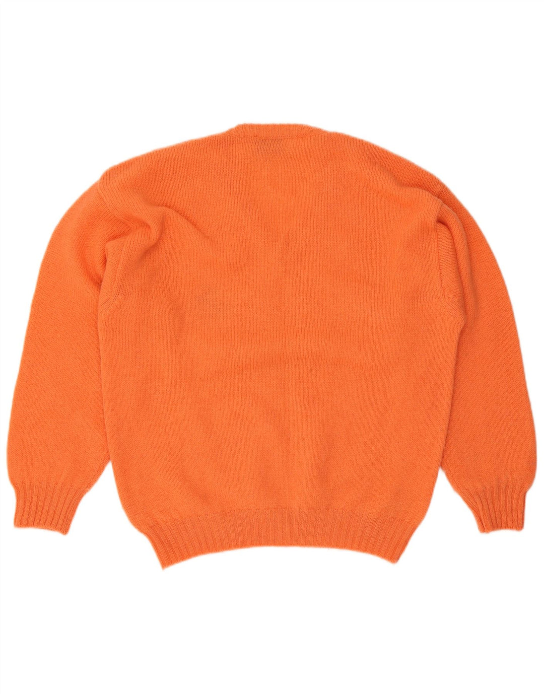 Sweter męski w stylu vintage z dekoltem w szpic, duży, pomarańczowy, wełniany