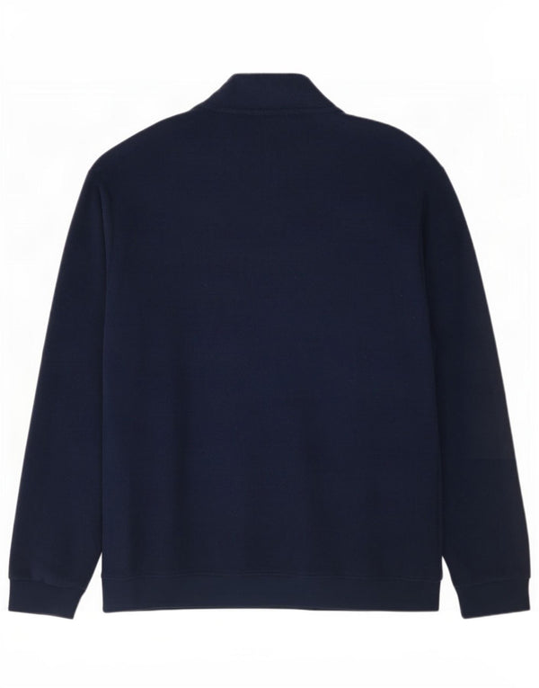 Adidas Mens Zip Neck Fleece Jumper Medium Navy Blue Polyester