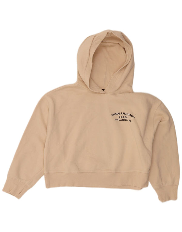 Damski sweter z kapturem Zara Crop Graphic UK 14 średni beż