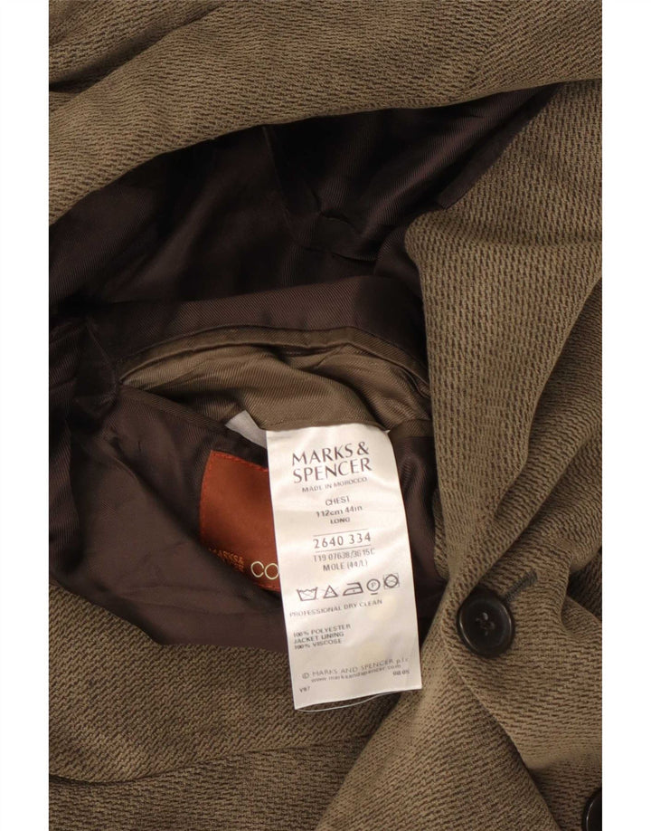Marks & Spencer Męska długa marynarka zapinana na 3 guziki UK 44 XL, brązowa wiskoza