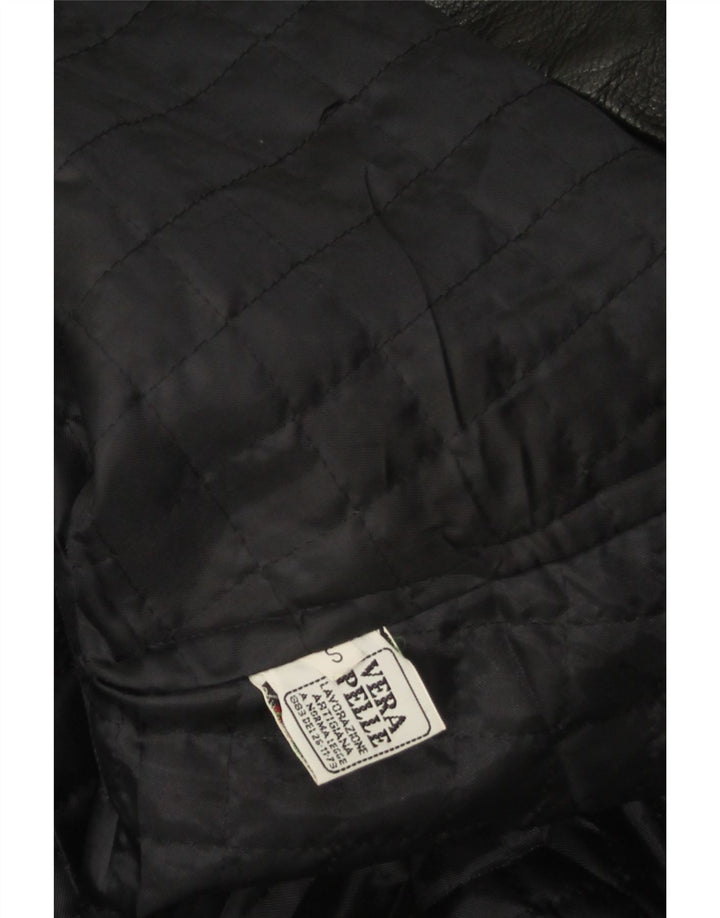 Vintage damski płaszcz skórzany oversize UK 10, mała czarna skóra