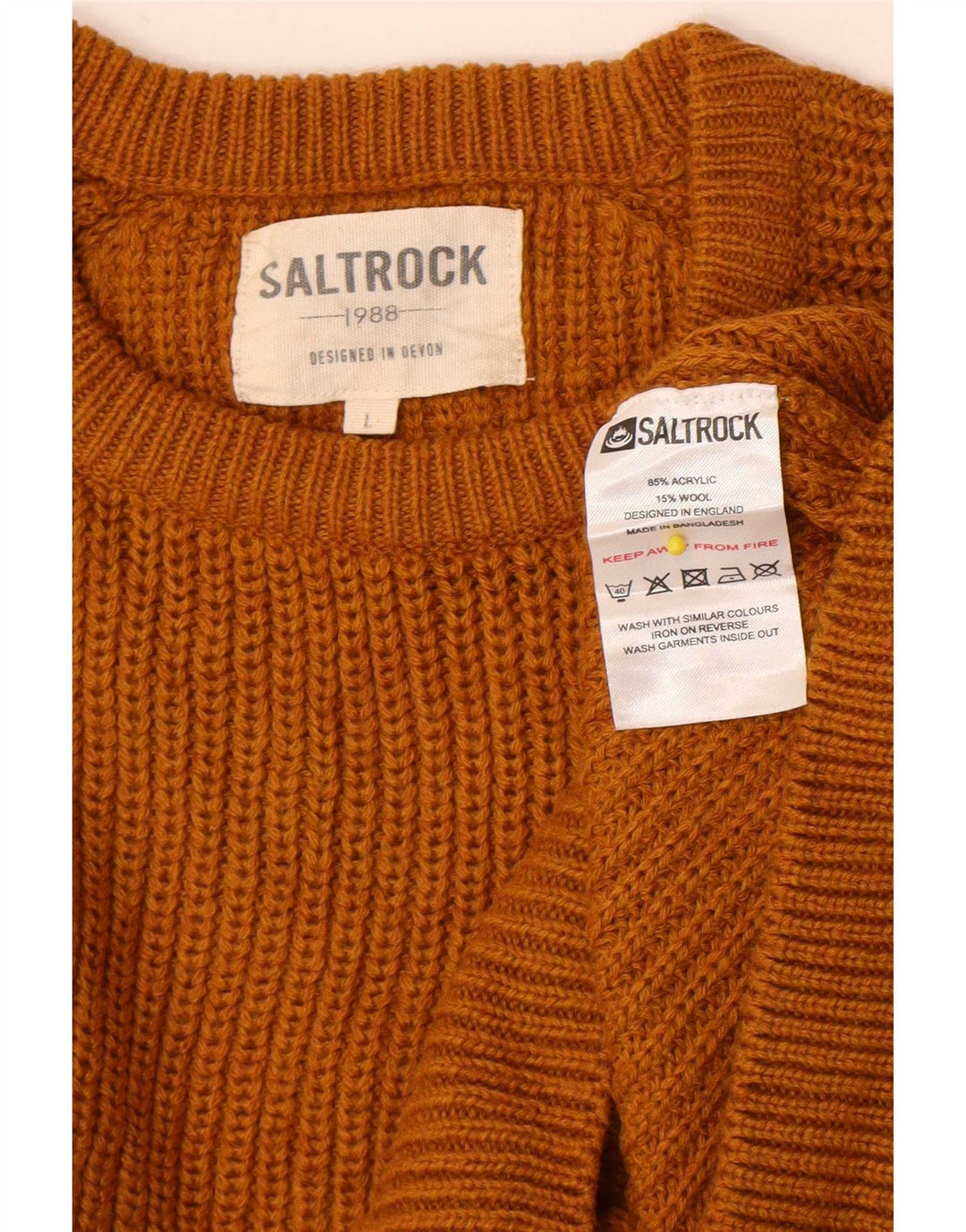 Saltrock Męski sweter z okrągłym dekoltem, duży, żółty akryl