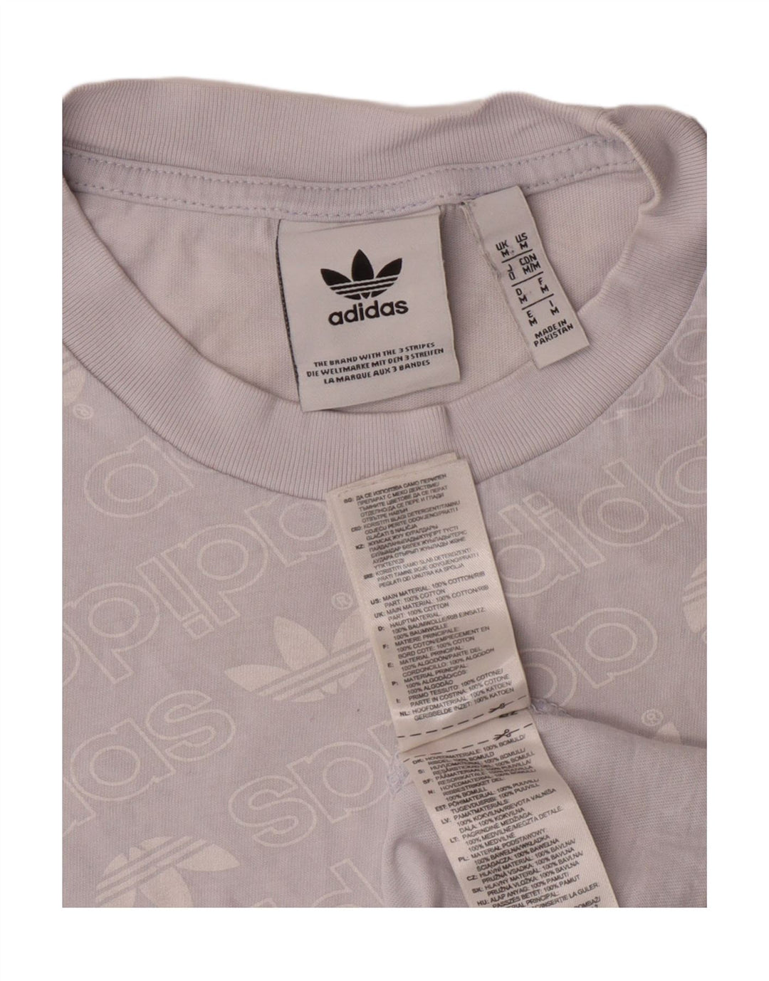 ADIDAS Mens Graphic T-Shirt Top Medium Blue Spotted Cotton Vintage Adidas and Second-Hand Adidas from Messina Hembry 