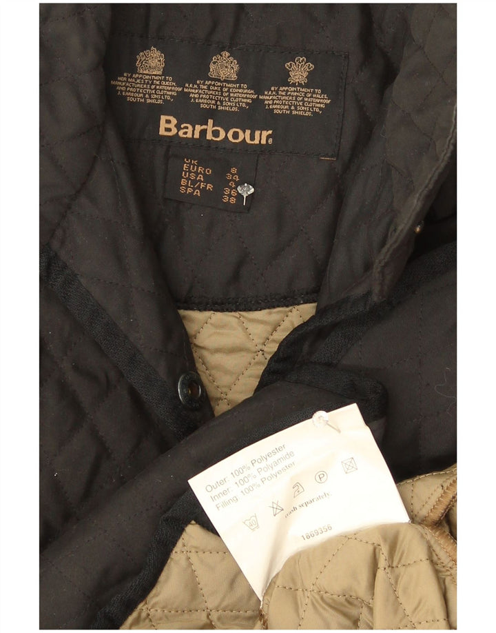 Damska pikowana kurtka Barbour UK 8, mała, czarna, poliester