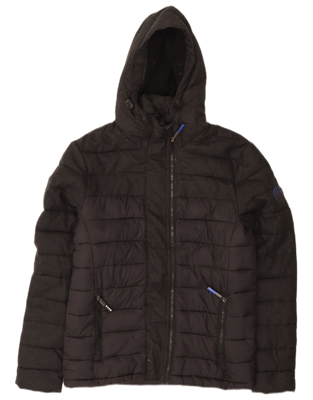 Męska wyściełana kurtka z kapturem Superdry UK 38 Średni szary nylon