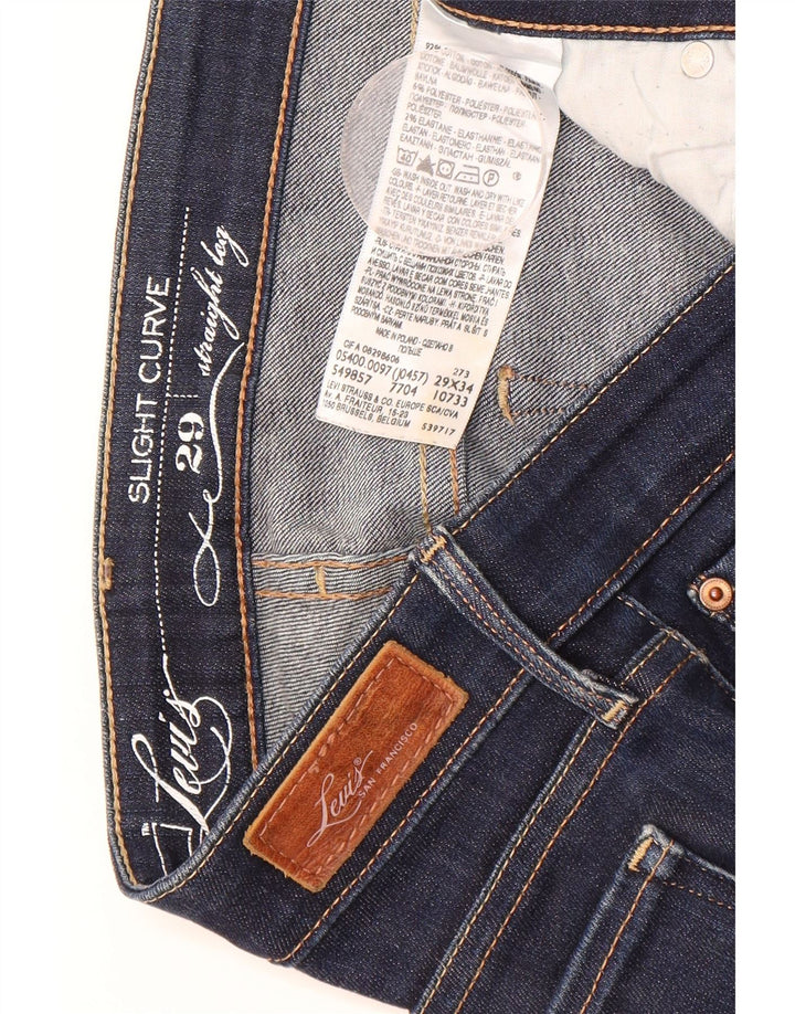 LEVI'S Womens Slight Curve Straight Jeans W29 L30 Navy Blue Cotton