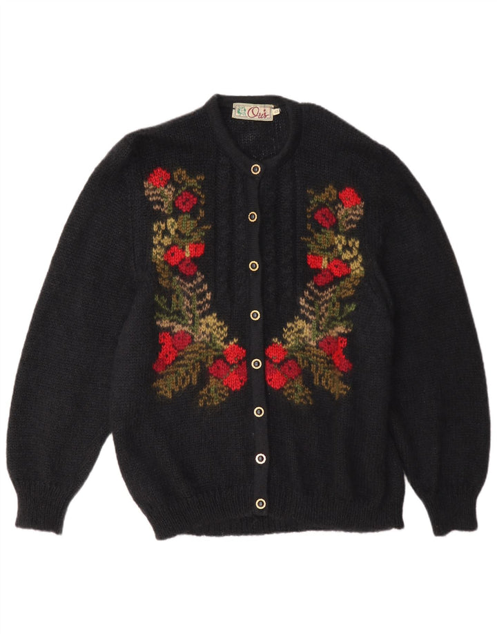 Damski sweter rozpinany Oris EU 48 2XL w kolorze czarnym w kwiaty