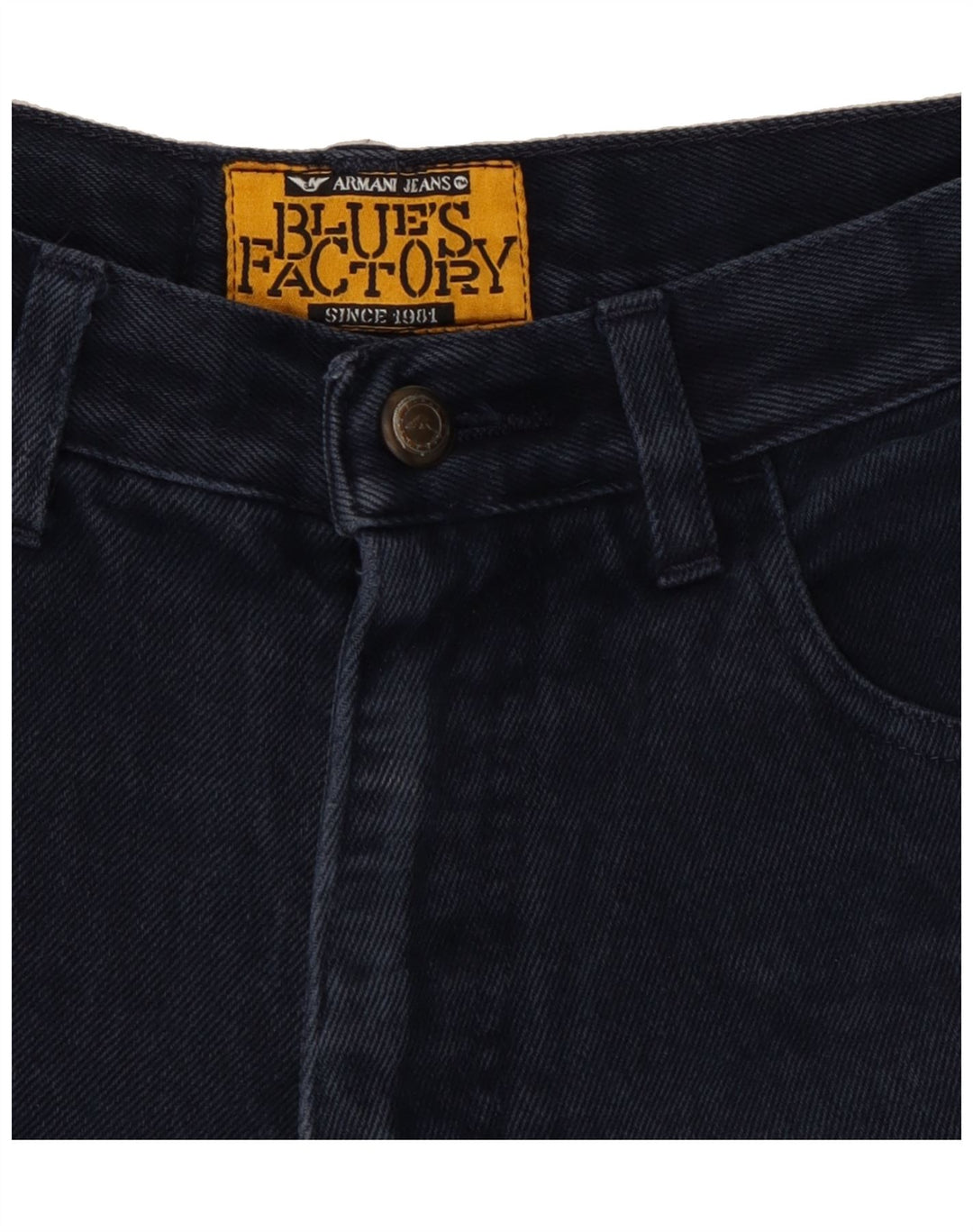 ARMANI Womens Tapered Jeans W24 L27 Navy Blue Vintage Armani and Second-Hand Armani from Messina Hembry 
