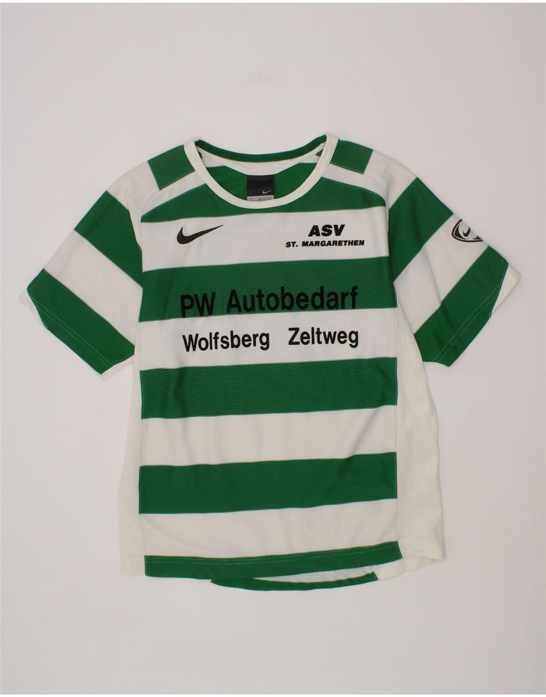 NIKE Boys Graphic T-Shirt Top 10-11 Years Medium  Green Striped Vintage Nike and Second-Hand Nike from Messina Hembry 