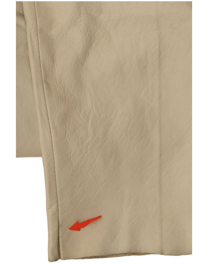 Damskie zwężane skórzane spodnie VINTAGE W26 L30 Beżowe