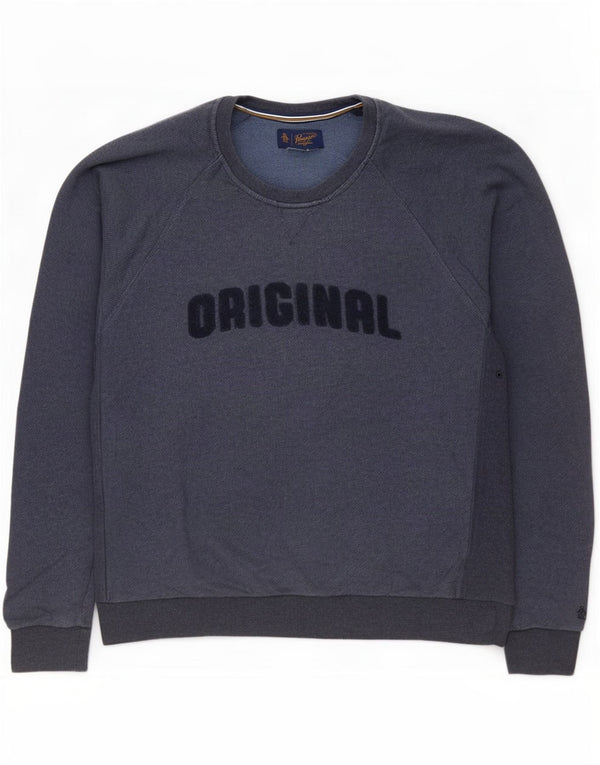 Męska bluza z grafiką Pingwin, sweter XL, granatowa, bawełniana