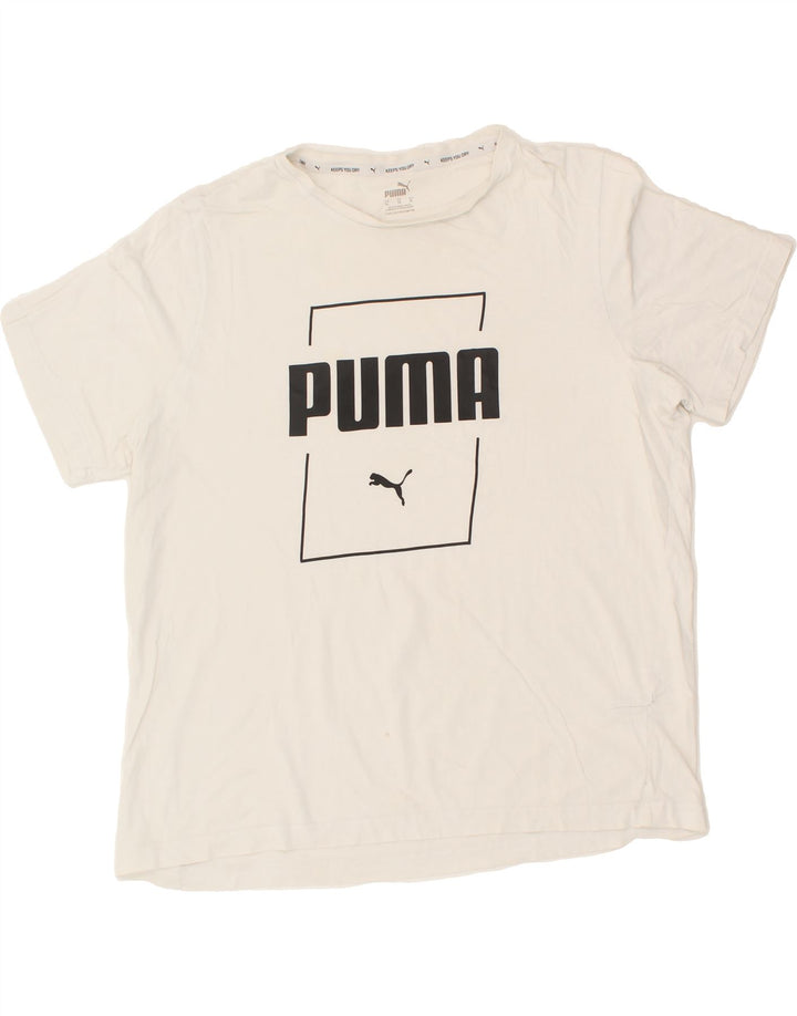 PUMA Mens Graphic T-Shirt Top XL White Vintage Puma and Second-Hand Puma from Messina Hembry 