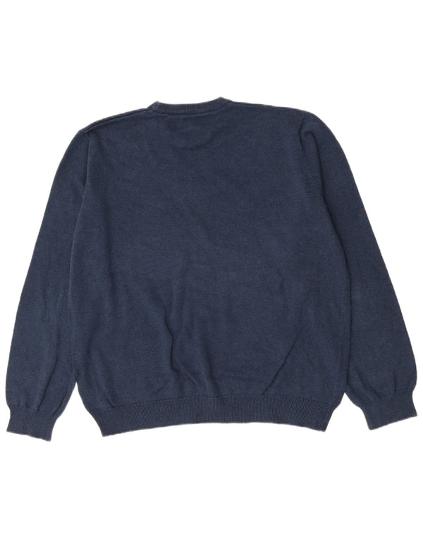 Marks & Spencer Męski sweter z okrągłym dekoltem XL, granatowy, bawełniany