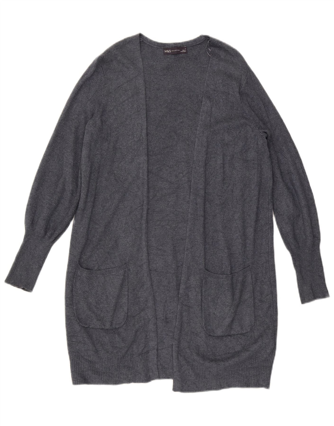 Marks & Spencer Damski sweter rozpinany o długim kroju, UK 10, mały, szary
