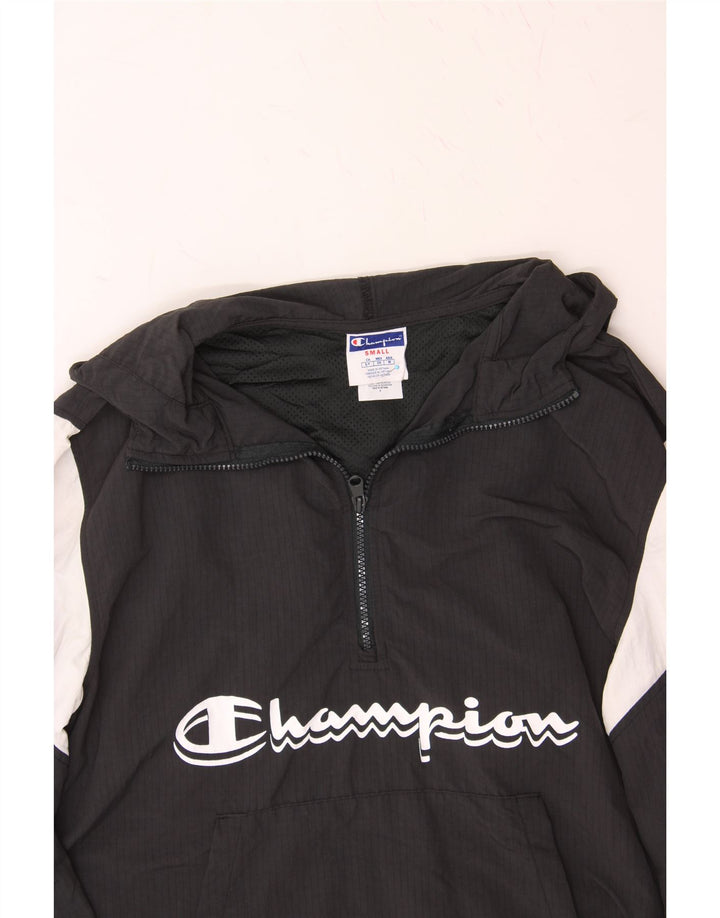 CHAMPION Mens Pullover Hooded Tracksuit Top Jacket Small Black Colourblock Vintage Champion and Second-Hand Champion from Messina Hembry 