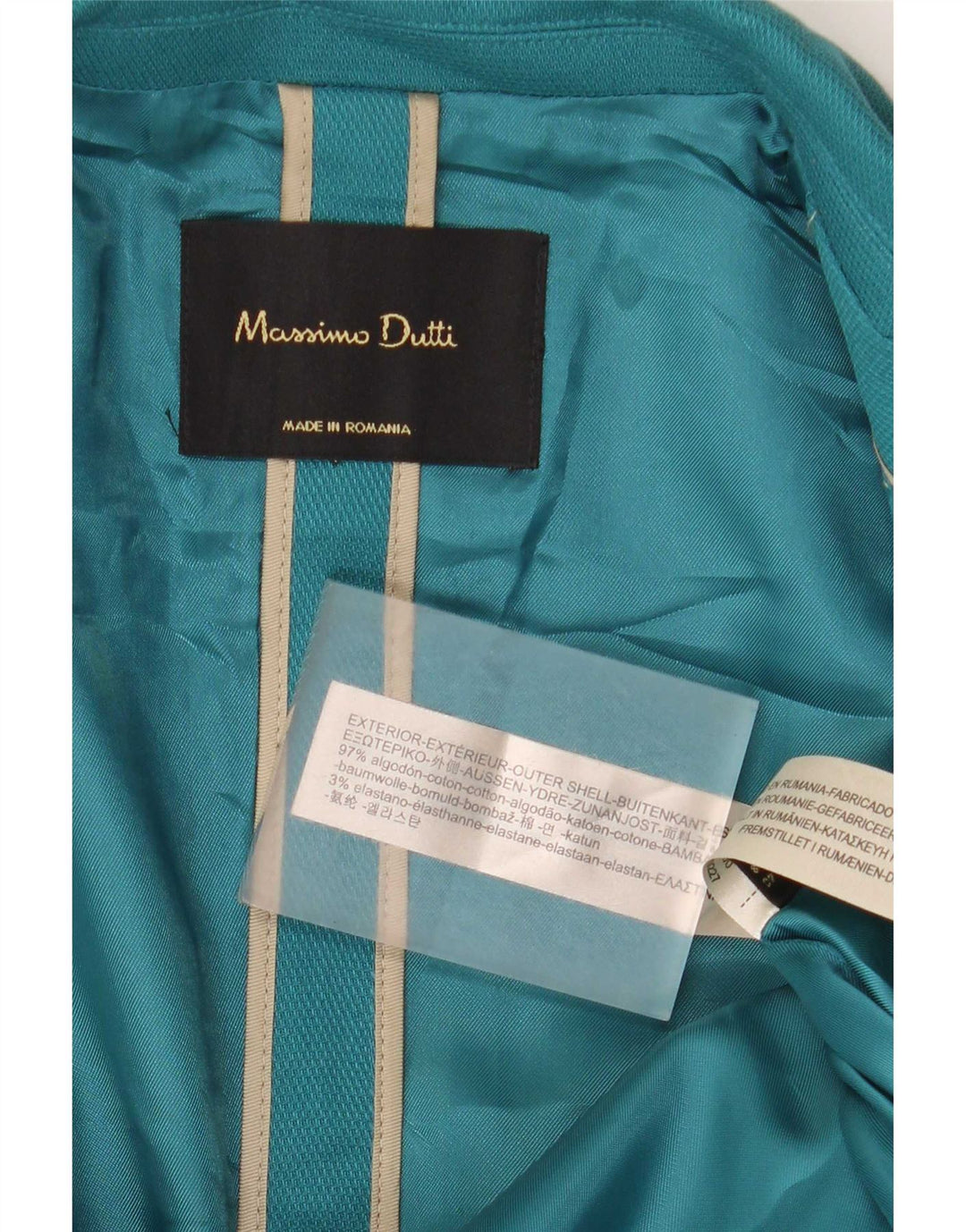 Damska marynarka Massimo Dutti zapinana na 1 guzik EU 40, średnia niebieska bawełna