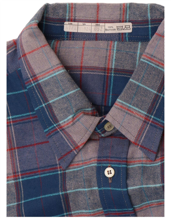 Męska koszula flanelowa w stylu vintage, rozmiar 41, duża, niebieska bawełniana krata
