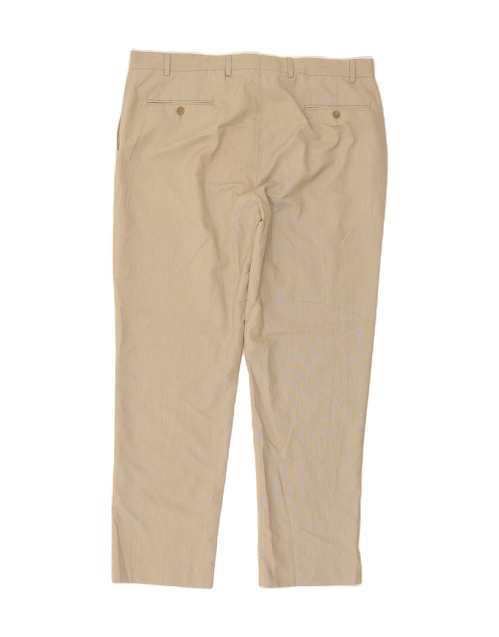 CHAPS Mens Straight Suit Trousers W40 L32 Beige Pinstripe Polyester Vintage Chaps and Second-Hand Chaps from Messina Hembry 