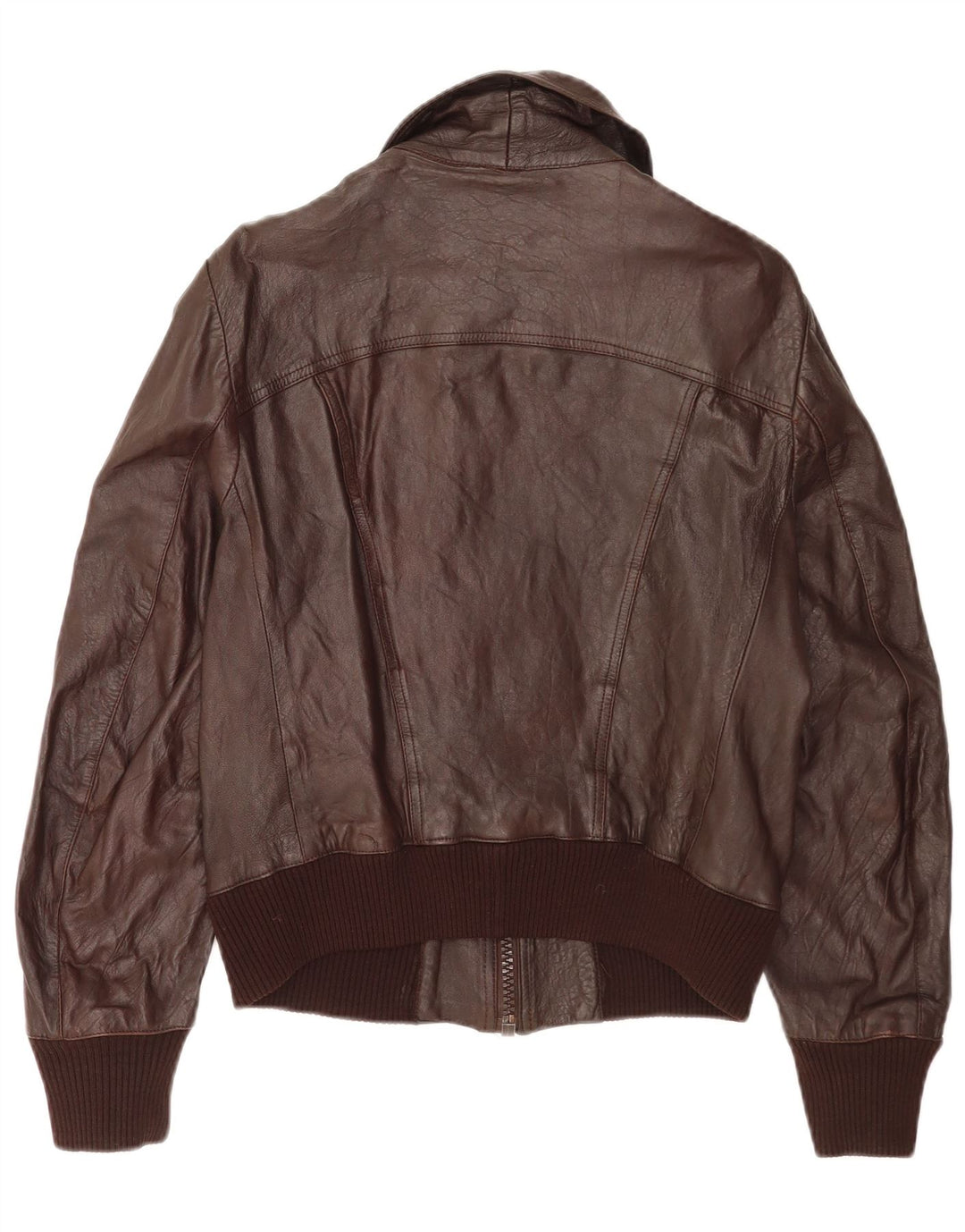Damska skórzana kurtka bomber w stylu vintage IT 48 XL, brązowa skóra