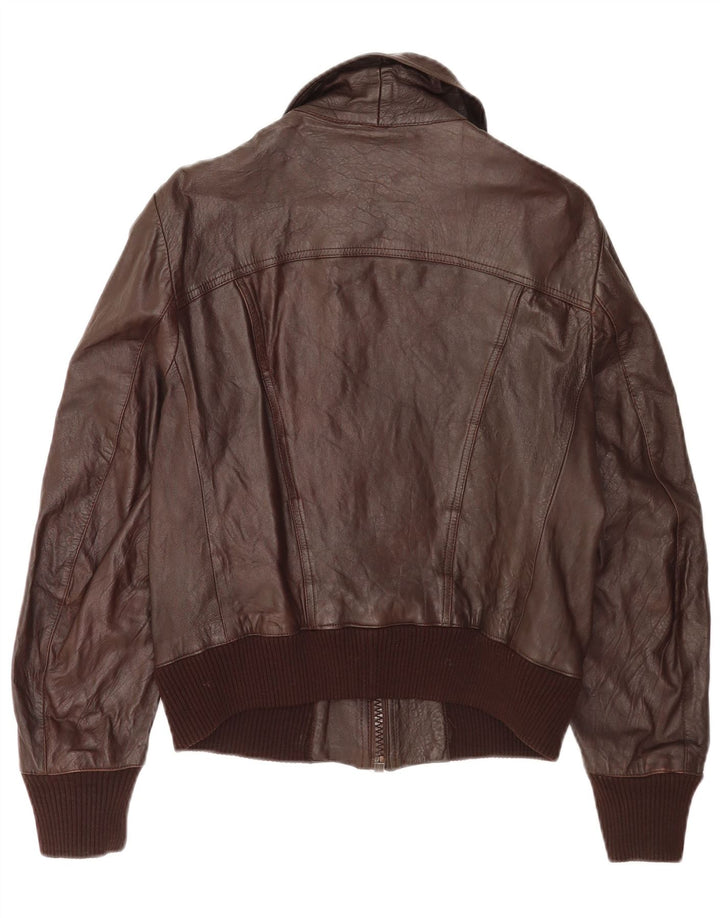 Damska skórzana kurtka bomber w stylu vintage IT 48 XL, brązowa skóra