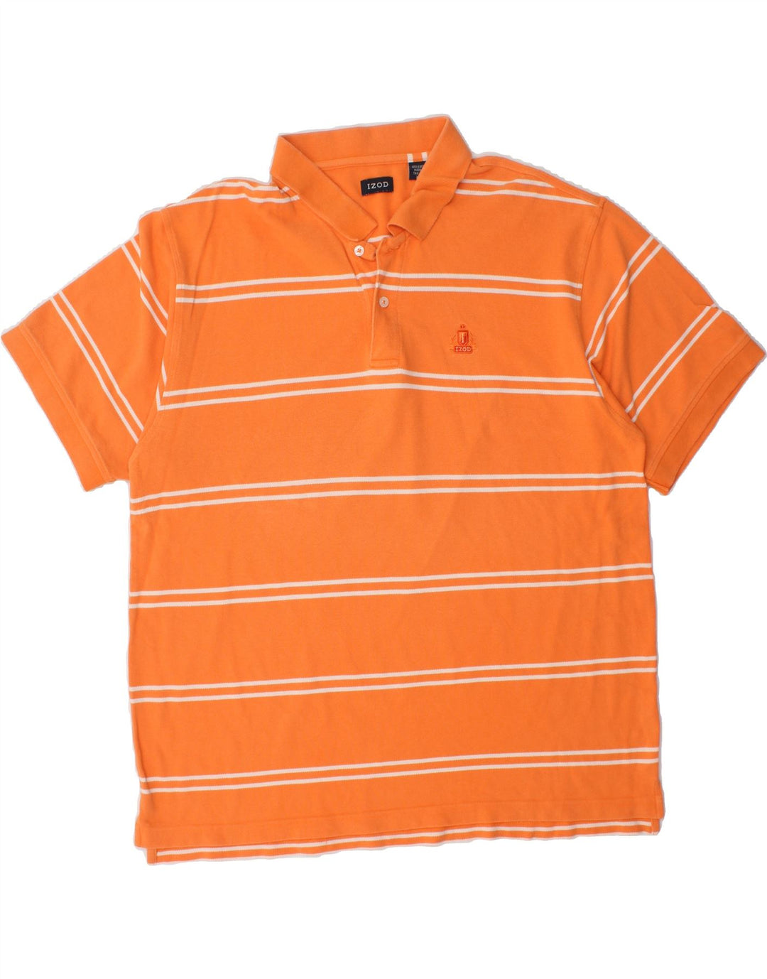 IZOD Mens Polo Shirt 2XL Orange Striped Cotton Vintage Izod and Second-Hand Izod from Messina Hembry 
