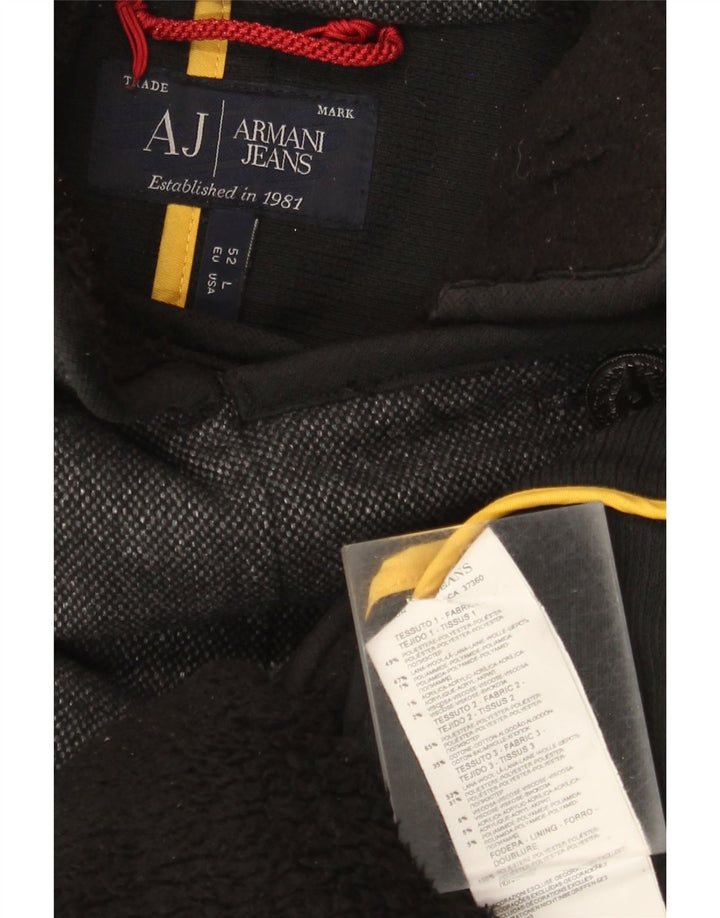 Armani Jeans Damski płaszcz groszkowy UK 16, duży, szary, nakrapiany poliester