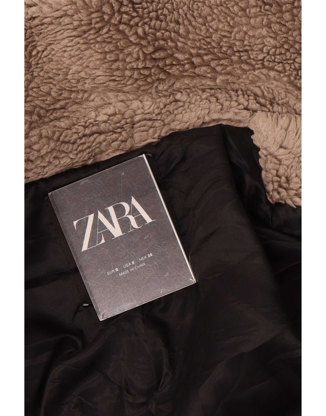 Zara Damski płaszcz oversize ze sztucznego futra UK 10 Small Brown