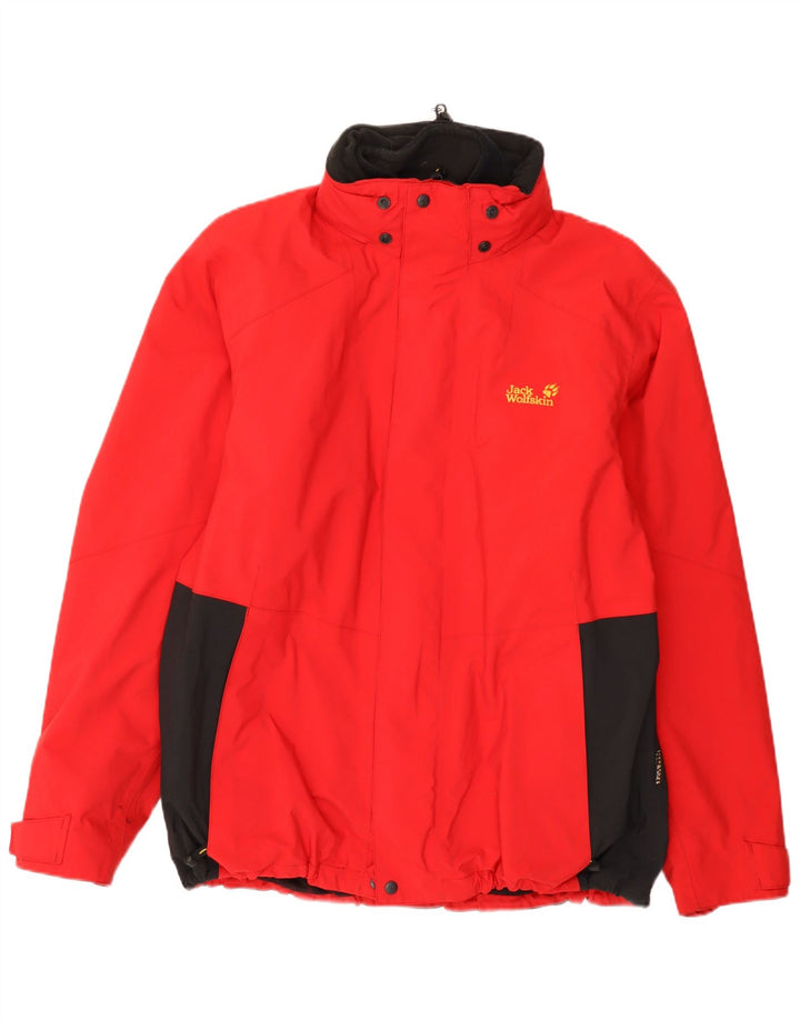 Męska kurtka przeciwdeszczowa Jack Wolfskin UK 44/46 XL, czerwony poliamid z blokami kolorów