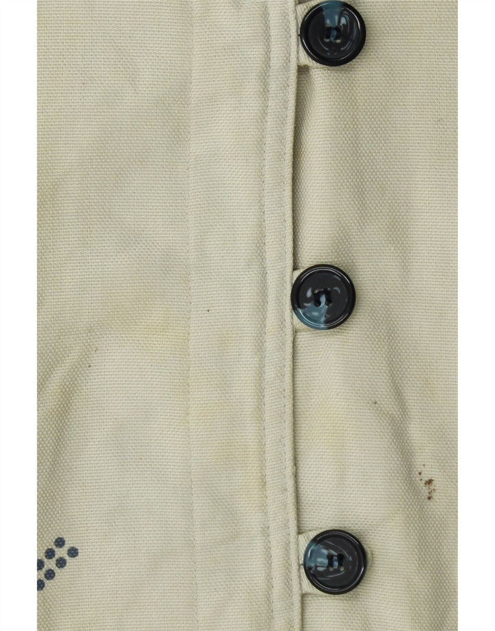 Damska bluzka z długim rękawem w stylu vintage, UK 12/14, średnie złamane białe paski