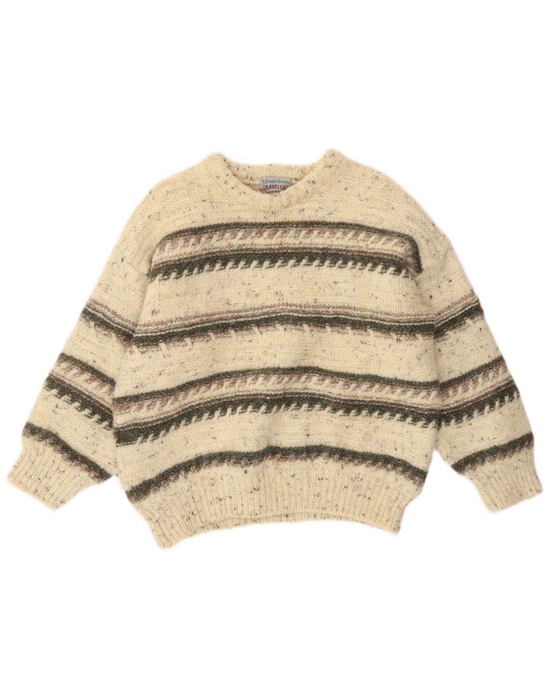 Damski sweter Sergio Tacchini z dekoltem w łódkę, UK 8, mały, w kolorze złamanej bieli