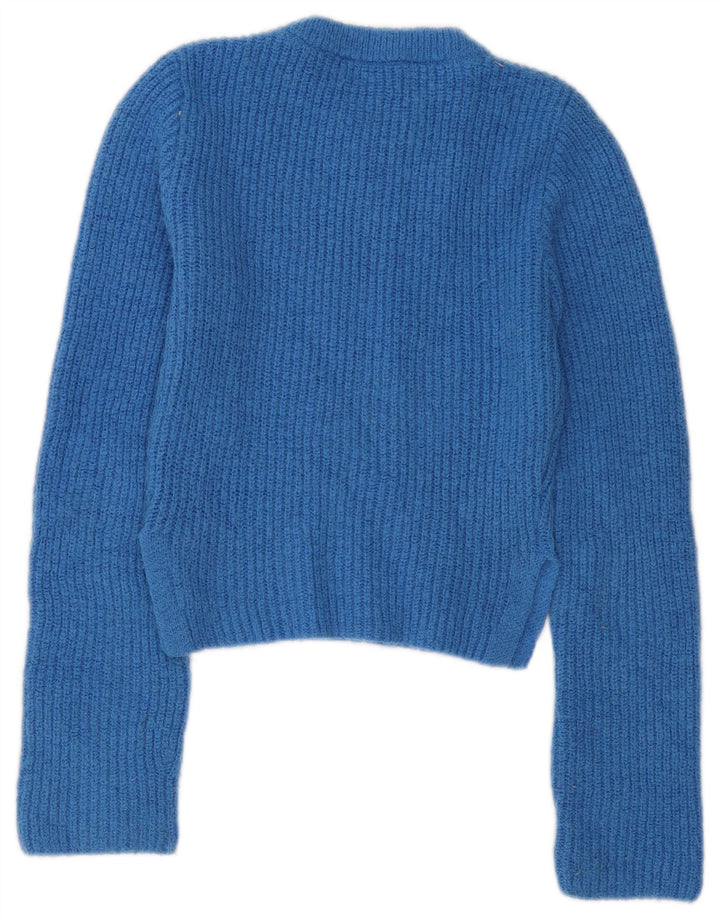 Damski sweter Zara z okrągłym dekoltem, UK 12, średni niebieski poliester