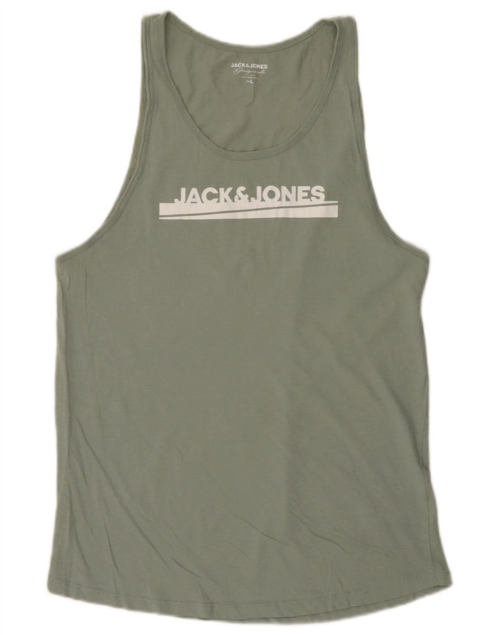 Męska kamizelka z grafiką Jack & Jones, duża, zielona, ​​bawełniana