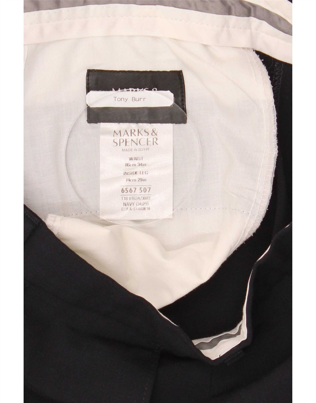 Marks & Spencer Męskie spodnie garniturowe W34 L29 Granatowy poliester