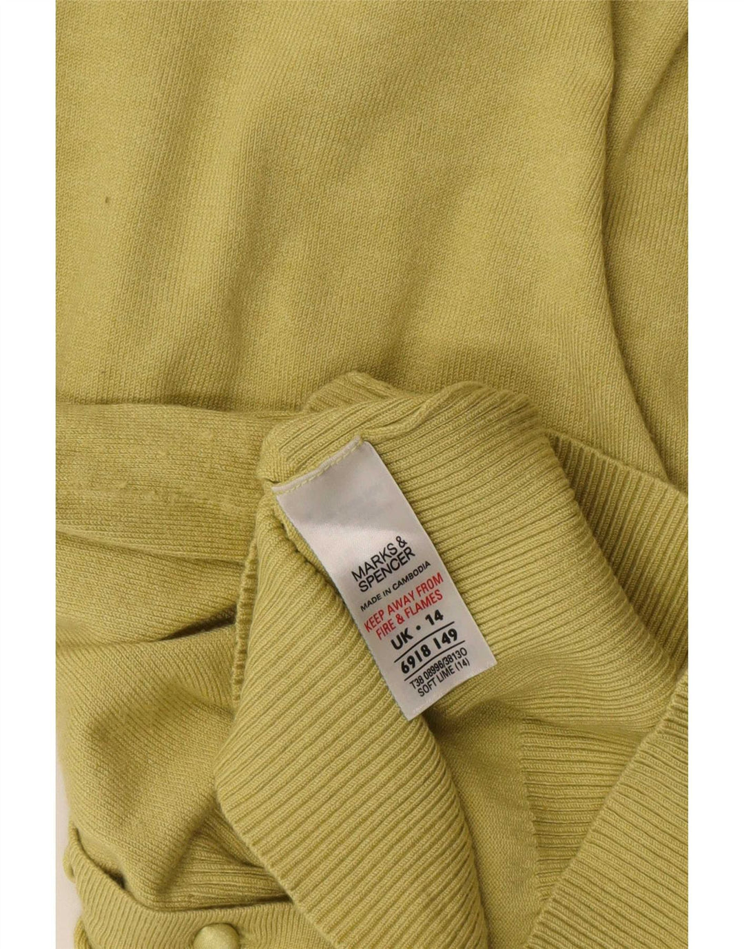 Marks & Spencer Damski sweter rozpinany z rękawem 3/4, UK 14, średni zielony