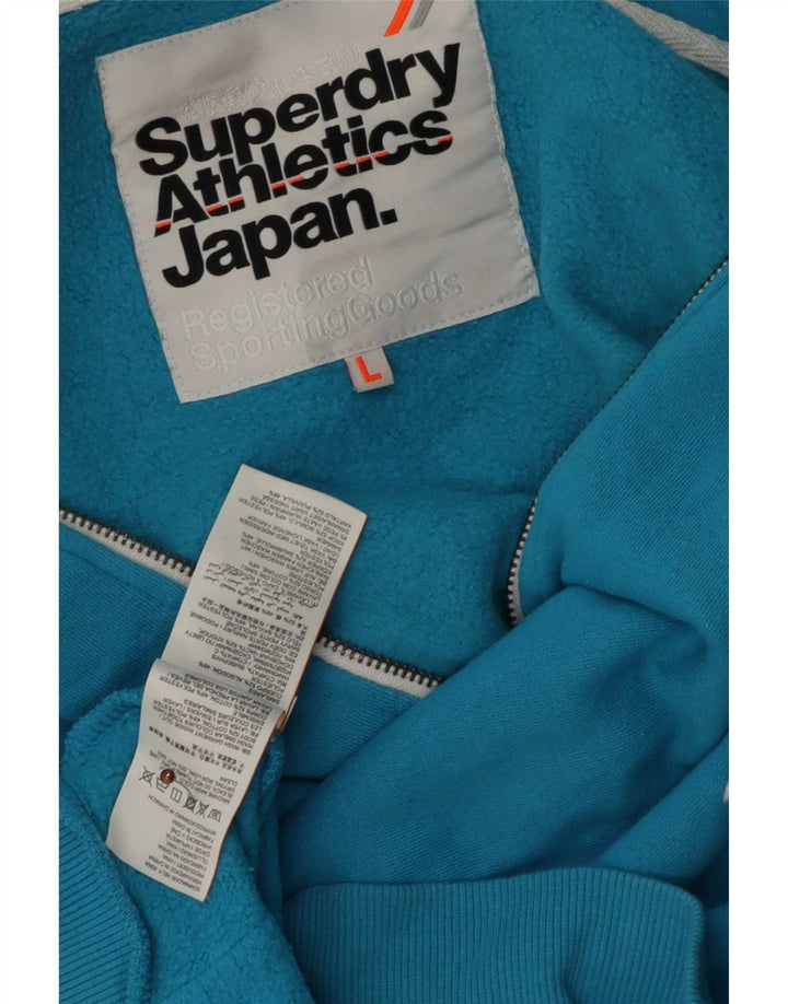 Męski sweter z kapturem i zamkiem błyskawicznym Superdry, duży, niebieski, bawełniany