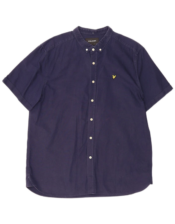 Koszula męska z krótkim rękawem Lyle & Scott, 2XL, granatowa, bawełniana