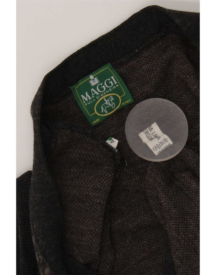 Męski sweter bez rękawów w stylu vintage, średnioszary, geometryczny, z dziewiczej wełny