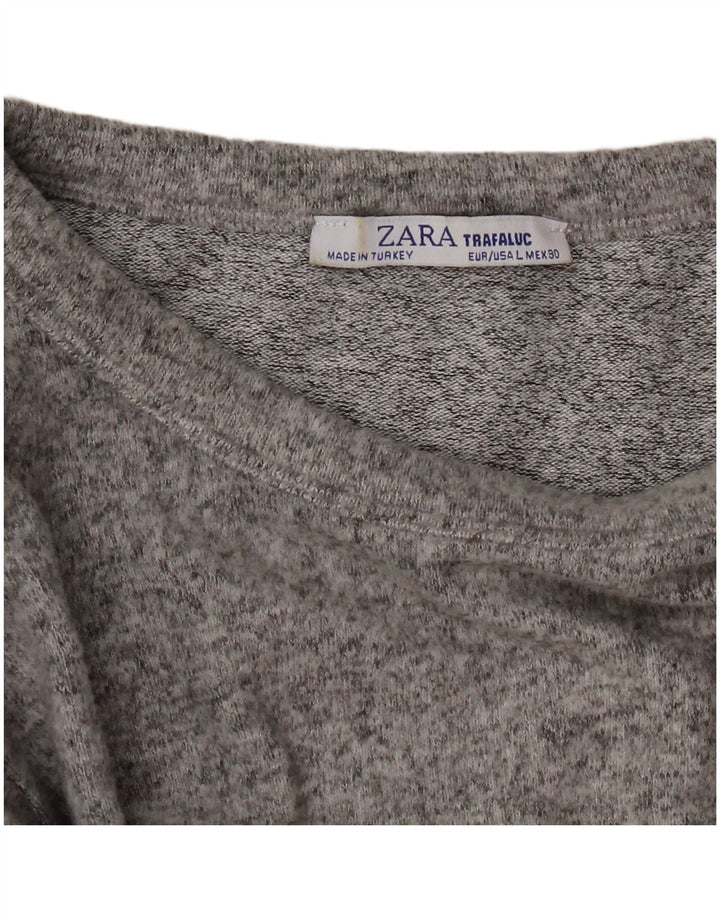 Damski krótki top Zara z długim rękawem, UK 14, duży, szary