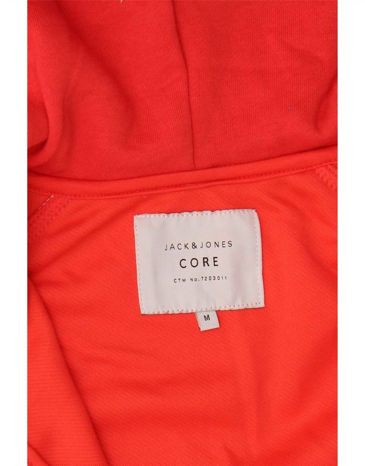 JACK & JONES Mens Core Zip Hoodie Sweater Medium Red Colourblock Polyester Vintage Jack & Jones and Second-Hand Jack & Jones from Messina Hembry 