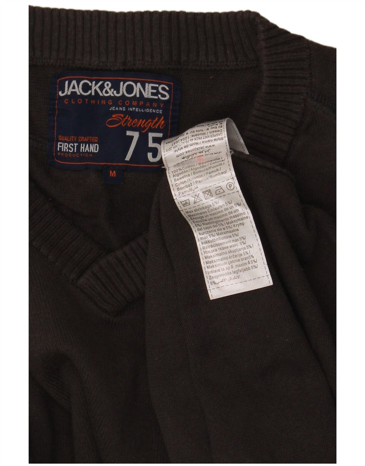 Męski sweter Jack & Jones z dekoltem w kształcie litery V, średnioszary, bawełniany