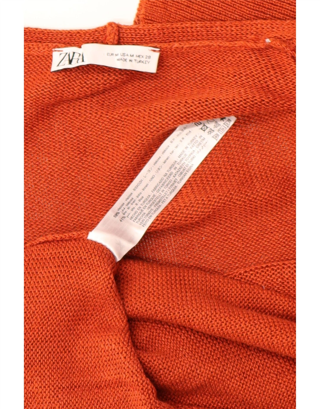 Damski sweter o przedłużonym fasonie Zara UK 14 Średnio-pomarańczowa wiskoza