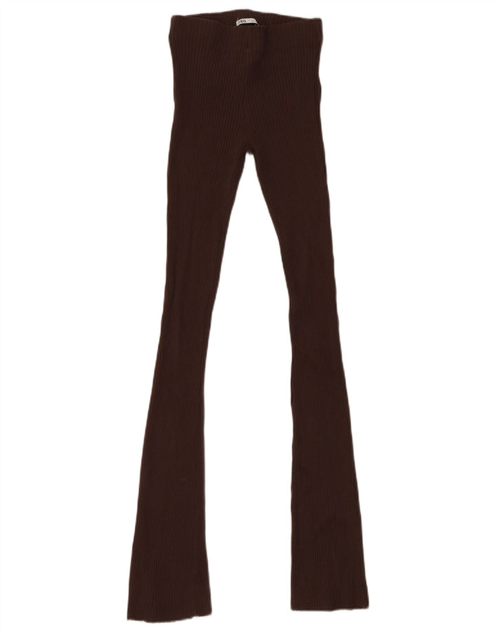 Legginsy damskie Zara UK 8 Small, brązowe, bawełniane