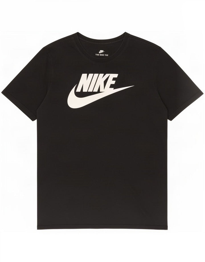 Męski T-shirt Nike o sportowym kroju z grafiką, średni czarny, bawełniany