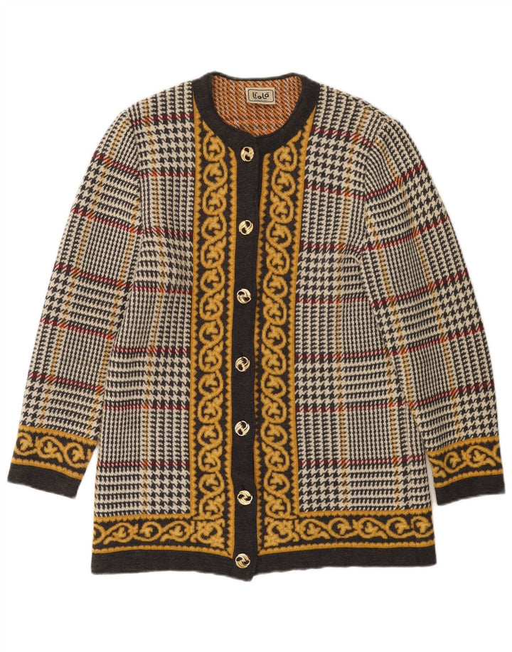 Damski sweter rozpinany Liola UK 12 Średnia wielokolorowa wełna w pepitkę